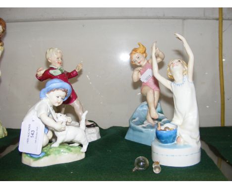 Four Royal Worcester figures modelled by Doughty including 'September 3457'