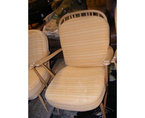A vintage Ercol stick back easy armchair CONDITION REPORTErcol sticker to back as per images