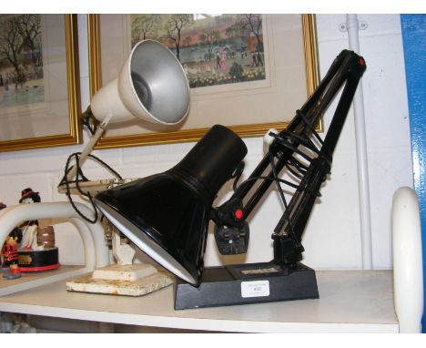 A vintage Anglepoise lamp with square base, together with one similar lamp 