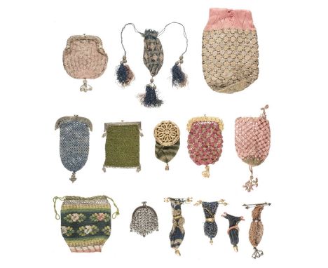 Purses. A collection of purses and reticules, mainly 19th century, 48 purses of various shapes, mostly of woven, knitted/croc