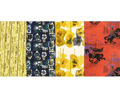 Carter (Howard). A pair of curtains made of Pansies fabric, designed for Heals, 1962, pair of screen-printed cotton curtains,