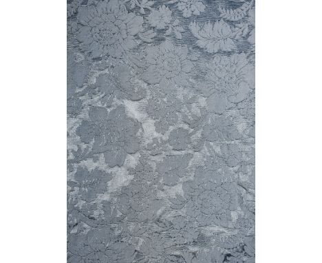 Curtains. Two pairs of matching pale blue damask curtains, early-mid 20th century, 4 large hand and machine-stitched curtains