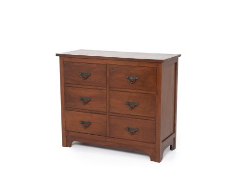 A TEAK CHEST OF DRAWERS
With six drawers and looped handles on bracket feet
101cm x 118cm x 51cm
Condition: For a condition r