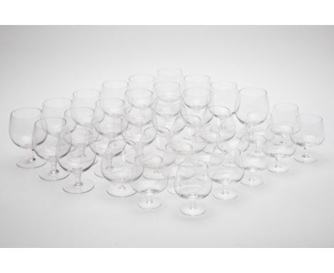 A LARGE GROUP OF GLASS BRANDY BALLOONS
Lead crystal in three different sizes, reputedly Noritake, unmarked
14cm high
Conditio