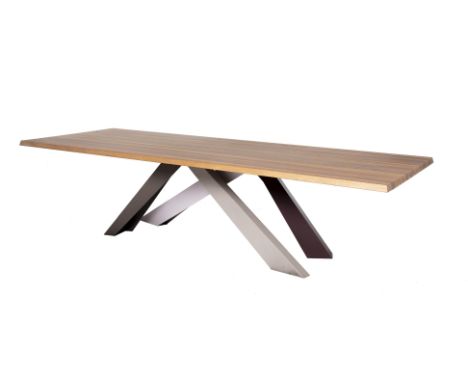 A BONALDO 'BIG TABLE' DESIGNED BY ALAIN GLLIES
The rectangular top with angled edge, on four angles metal supports
75.5cm x 1
