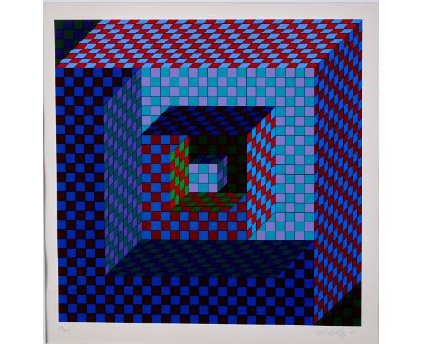 Victor Vasarely (1906-1997). Lithograph on paper titled "Oetka." Pencil signed along the lower right and numbered 27/250 alon