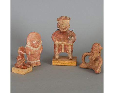 Four Pre-Columbian ceramic female figurines, including: one Nayarit figure (100 B.C.E.-250 C.E.); one Diquis seated figure (1