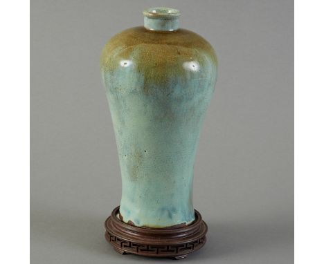 A very fine Chinese vase in the meiping form, likely an early Qing replica of a Sung period ware. Almost Junyao in nature. Ex