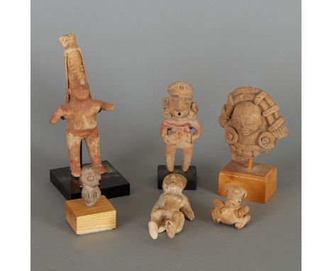 Six Pre-Columbian ceramic figurines, including: Huastic female figure (200 B.C.E.-100 C.E.); Bahia female figure (c. 500 C.E.