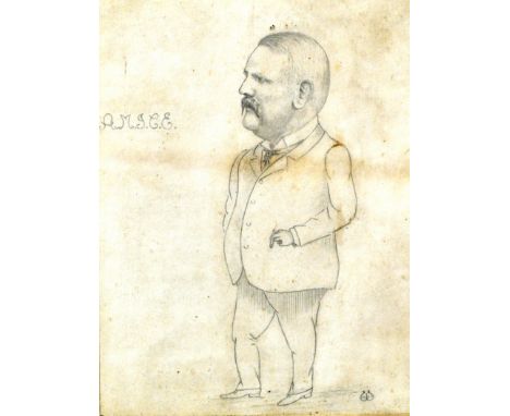 Initialled W, portrait of a gentleman, initialled and dated 1908, pencil drawing, 20cm x 15cm.