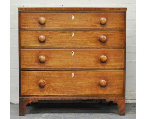 George IV mahogany chest of drawers, fitted with four graduating long drawers, bracket feet, width 92cm.