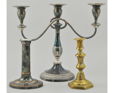 Plated three light candelabra, other plated ware, metalwares etc.