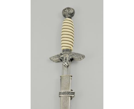 Luftwaffe style dagger, 24cm blade, ivorine grip with scabbard.