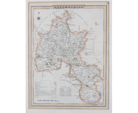 An 18th Century black and white engraving, "South Prospect of Reading in the County of Berks", 15" x 33", a coloured engravin