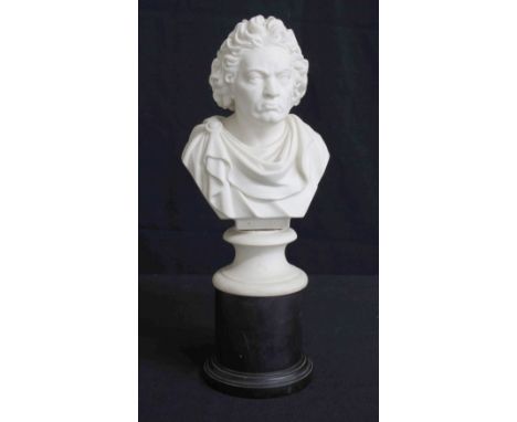 Copeland Parian 19th century bust of Beethoven, impressed text to the back 'Property of the Philharmonic Society of London..'