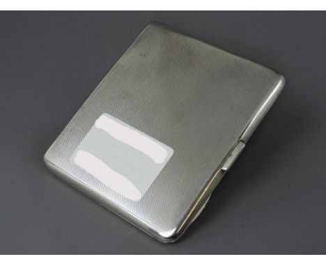 George Vl Art Deco engine turned silver-gilt cigarette case, Birmingham 1937, 2.6oz t