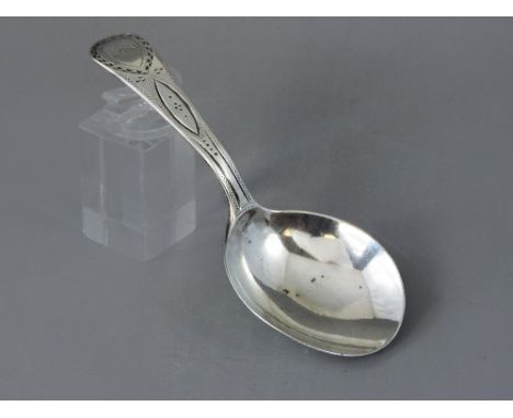 George III bright-cut silver caddy spoon, George Wintle, London 1801, 3.75" long