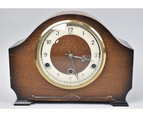 A Mid 20th Century Oak Cased Westminster Chime Mantle Clock, Working Order 