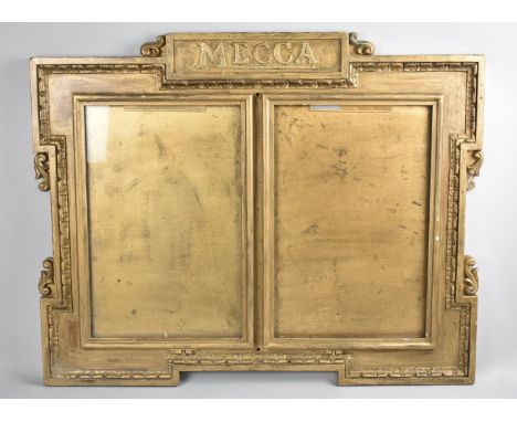 A Vintage Gilt Decorated Two Part Notice Board for Mecca Ballroom, 70x57cm, One Glass Requires Replacing 
