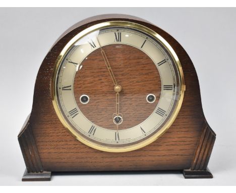 A Mid 20th Century Oak Cased Westminster Chime Mantle Clock, Working Order 