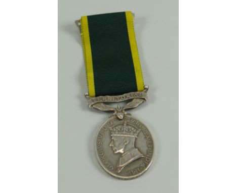 GEORGE VI TERRITORIAL MEDAL For Efficient Service, named to 3961381 PTE J R HARRIES ACC