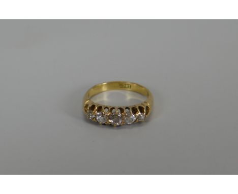 A FIVE DIAMOND 18CT GOLD RING Provenance: entered by descendant (Great Great Granddaughter) of French portrait artist Nina Fa