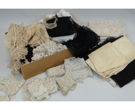 A LARGE QUANTITY OF WHITE & BLACK LACE circa 1890s Provenance: entered by descendant (Great Great Granddaughter) of French po