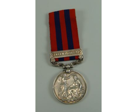 QUEEN VICTORIA INDIA GENERAL SERVICE MEDAL with bar for Burma 1885-7 inscribed to 2564 Lce SERGT LAWRENCE 1ST Bm R W Fus