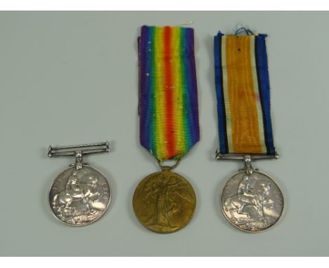 THREE GEORGE V WWI MEDALS comprising 1914-1918 to 5346 PTE C BROOKS MGC, 1914-1919 to 50065 PTE H GREENLAND WELSH R and 1914-