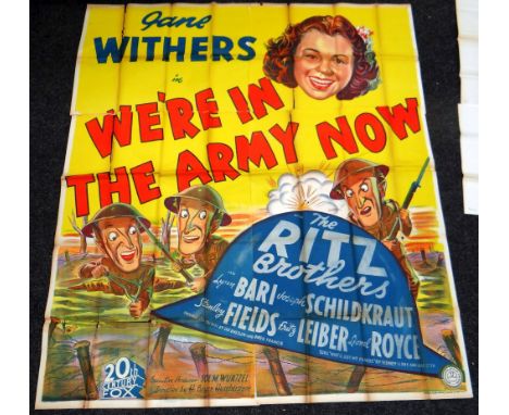 WE'RE IN THE ARMY NOW original cinema poster from 1941, poster is numbered, folded and in four sections, wear around fold lin