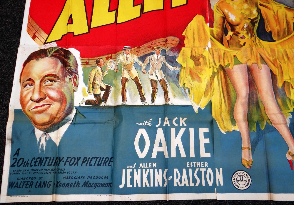 TIN PAN ALLEY original cinema poster from 1940, poster is numbered