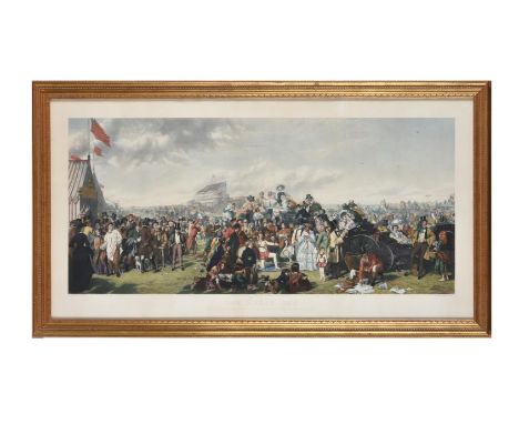 After William Powell Frith, The Derby Day, after engraving by Auguste Blanchard, hand-coloured, later impression, overall inc