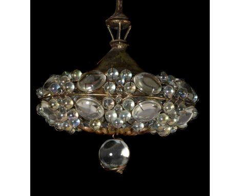 Mark Brazier-Jones, Tzar Chandelier, a metal and glass ceiling light, late 20th century, with bands of cabochon glass and dro
