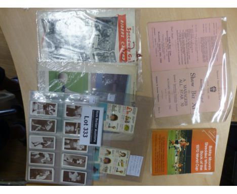 Sporting Memorabilia : Mixture incl football, Nabisco cards, Typhoo x 2, Boxing Churchman card set and Speedway calendar and 