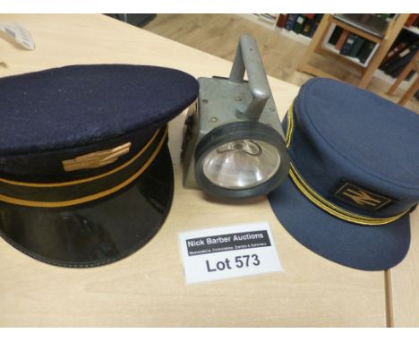 Collectables : British Rail - 2 vintage hats and colour changing lamp.