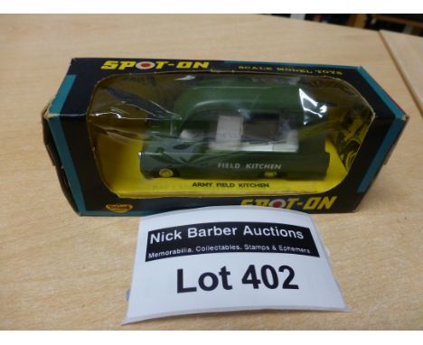 Die-cast : Spot-On Triang - Army Field Kitchen, No. 417, in original box.  Box with some knocks, generally vgc.