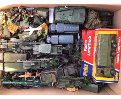 Dinky: A collection of assorted Dinky military vehicles. Approximately 100 vehicles in playworn condition. Please study pictu