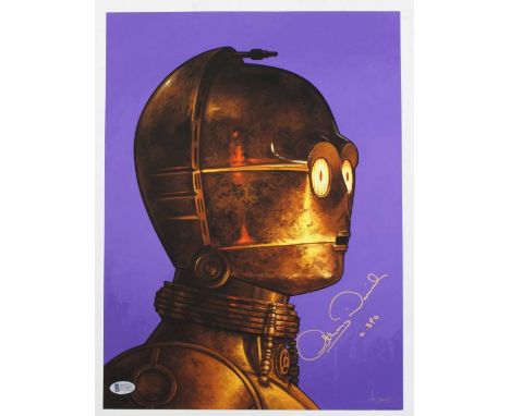 Star Wars: A limited edition Star Wars, C-3PO portrait print, signed by Anthony Daniels. No. 272/1140. Measuring approx. 41cm