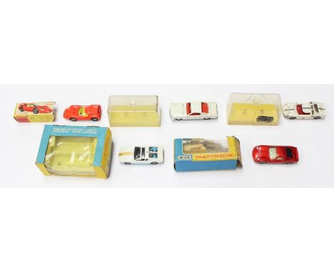 Diecast: A collection of five boxed diecast vehicles to comprise: Dinky Alfa Romeo OSI Scarabeo, 217, box heavily worn; Dinky