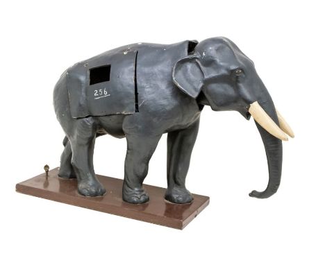 Advertising: An early 20th century, papier-mache automaton Fremlins Ale Elephant. With nodding head action. Some losses to bo