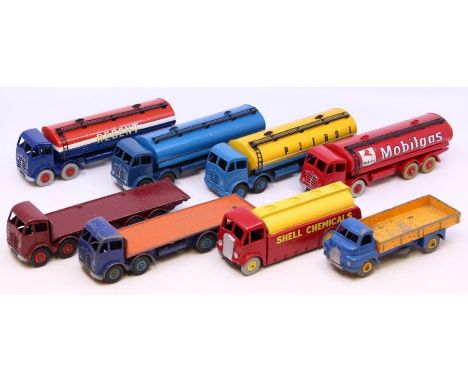 Dinky: A collection of eight assorted playworn Dinky vehicles to include: Shell Chemicals, Regent, Mobilgas and others. Some 