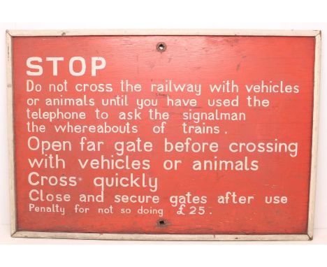 Railwayana: A 20th century enamelled railway sign: 'Beware of Trains in Motion When These Bells are Ringing', measuring appro