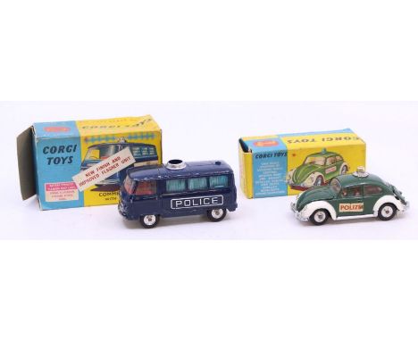 Corgi: A boxed Corgi Toys, Volkswagen European Police Car, 492; together with a boxed Corgi Toys, Commer Police Van, 464, 'Ne