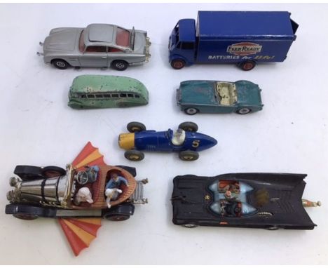 Diecast: Dinky Ever Ready Guy Lorry, Dinky Ferrari, Dinky Coach, Spot On MGA, Corgi James Bond Aston Martin, Chitty Chitty Ba