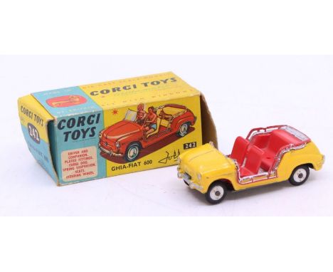 Corgi: A boxed Corgi Toys, Ghia-Fiat 600 Jolly, 242, windscreen is missing, no figures present, paint chips to vehicle, gener