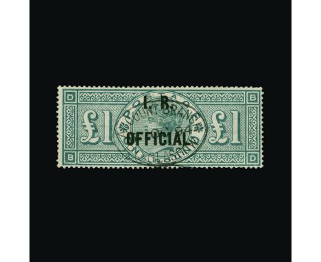 Great Britain - Officials : (SG O16) 1887-92 INLAND REVENUE £1 green, BD, centred to SE, small light oval ACCOUNT BRANCH/GLAS