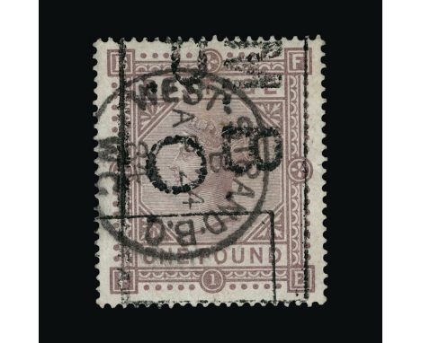 Great Britain - QV (surface printed) : (SG 136) 1867-83 wmk Anchor £1 brown-lilac, FB, well centred, WEST STRAND B.O. cds and