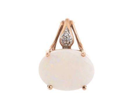 OPAL AND DIAMOND PENDANT, set with an oval opal and small diamonds, in nine carat goldQty: 4.48g