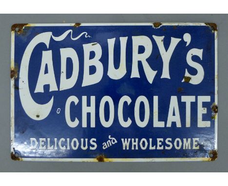 An enamel Cadbury sign. 30 x 20 cm.