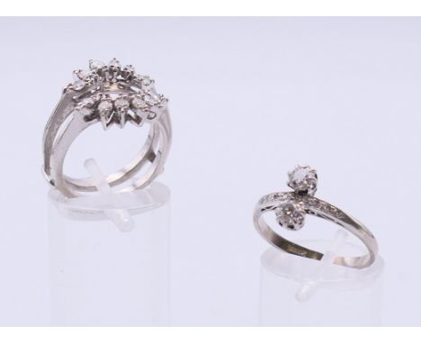 An 18 K white gold and diamond ring (ring size P/Q and 3.3 grammes total weight), together with an associated 14 K white gold